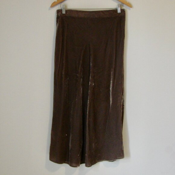 Banana Republic Taupe Velvet Midi Slip Skirt Gray Brown Flared Party Size Small - Picture 9 of 13
